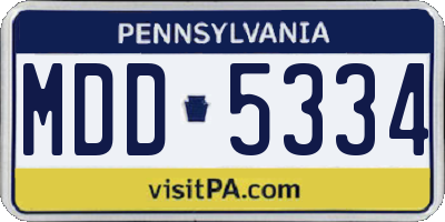 PA license plate MDD5334