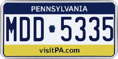 PA license plate MDD5335