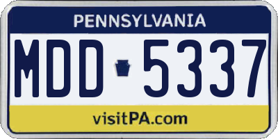 PA license plate MDD5337