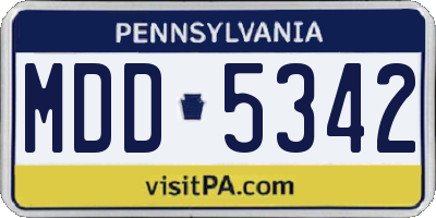 PA license plate MDD5342