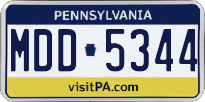 PA license plate MDD5344