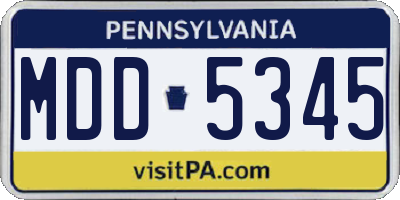 PA license plate MDD5345