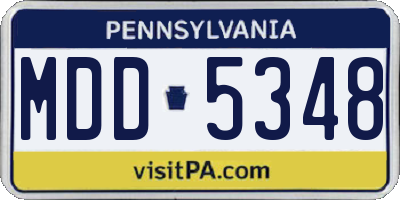 PA license plate MDD5348
