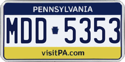 PA license plate MDD5353