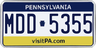 PA license plate MDD5355