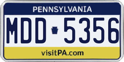 PA license plate MDD5356