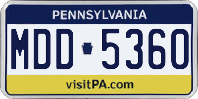 PA license plate MDD5360