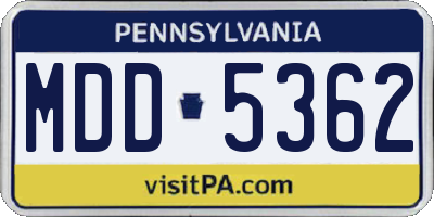 PA license plate MDD5362