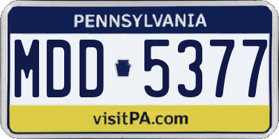 PA license plate MDD5377