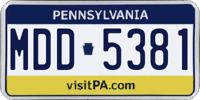PA license plate MDD5381