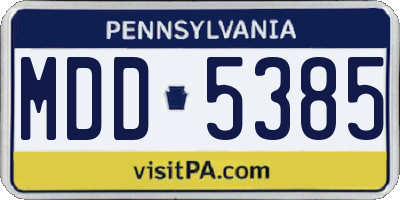 PA license plate MDD5385