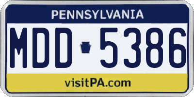 PA license plate MDD5386