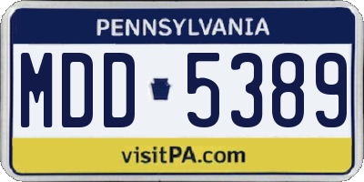 PA license plate MDD5389