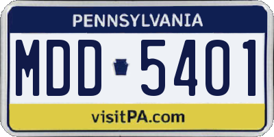 PA license plate MDD5401