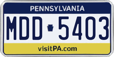 PA license plate MDD5403