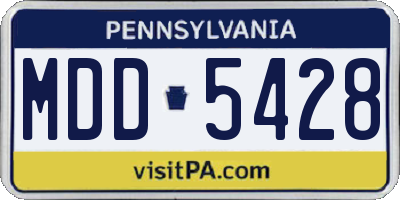 PA license plate MDD5428