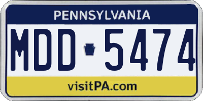 PA license plate MDD5474