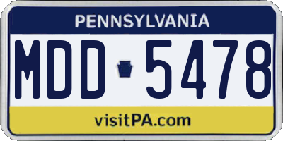 PA license plate MDD5478