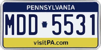 PA license plate MDD5531