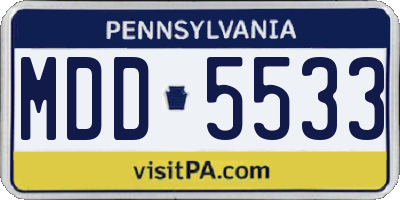 PA license plate MDD5533
