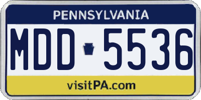 PA license plate MDD5536