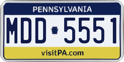 PA license plate MDD5551