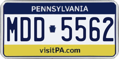 PA license plate MDD5562