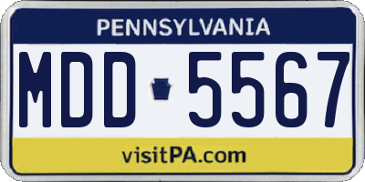 PA license plate MDD5567