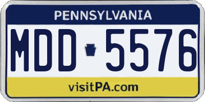 PA license plate MDD5576