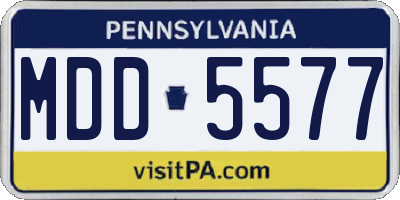 PA license plate MDD5577