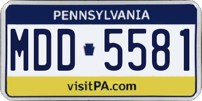 PA license plate MDD5581