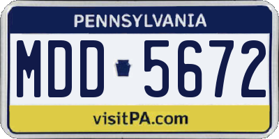 PA license plate MDD5672