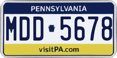 PA license plate MDD5678