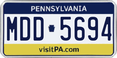 PA license plate MDD5694