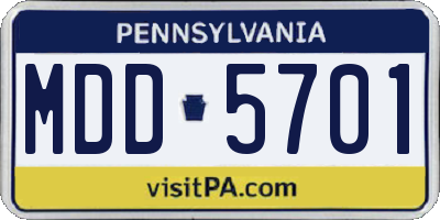 PA license plate MDD5701