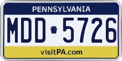 PA license plate MDD5726