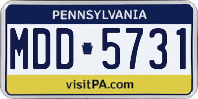 PA license plate MDD5731