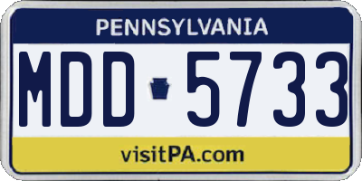 PA license plate MDD5733