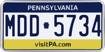 PA license plate MDD5734