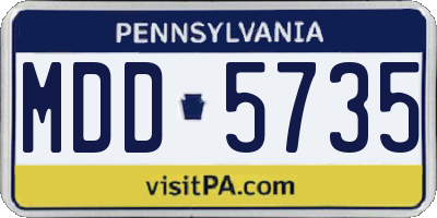 PA license plate MDD5735
