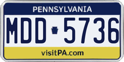 PA license plate MDD5736