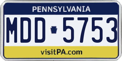 PA license plate MDD5753