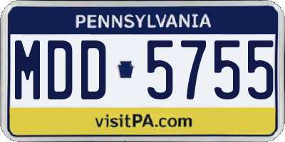 PA license plate MDD5755
