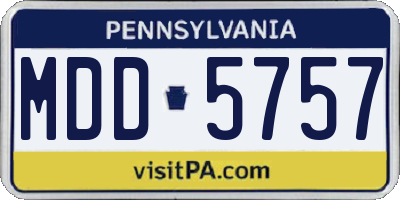 PA license plate MDD5757