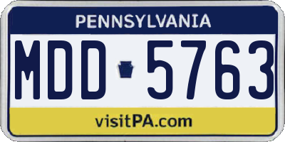 PA license plate MDD5763