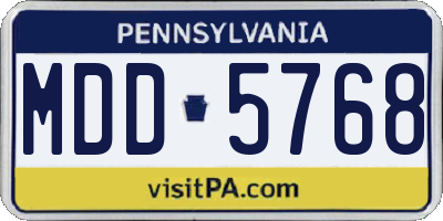 PA license plate MDD5768