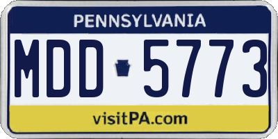 PA license plate MDD5773