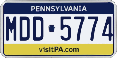 PA license plate MDD5774