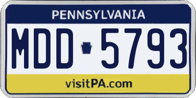 PA license plate MDD5793