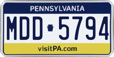 PA license plate MDD5794